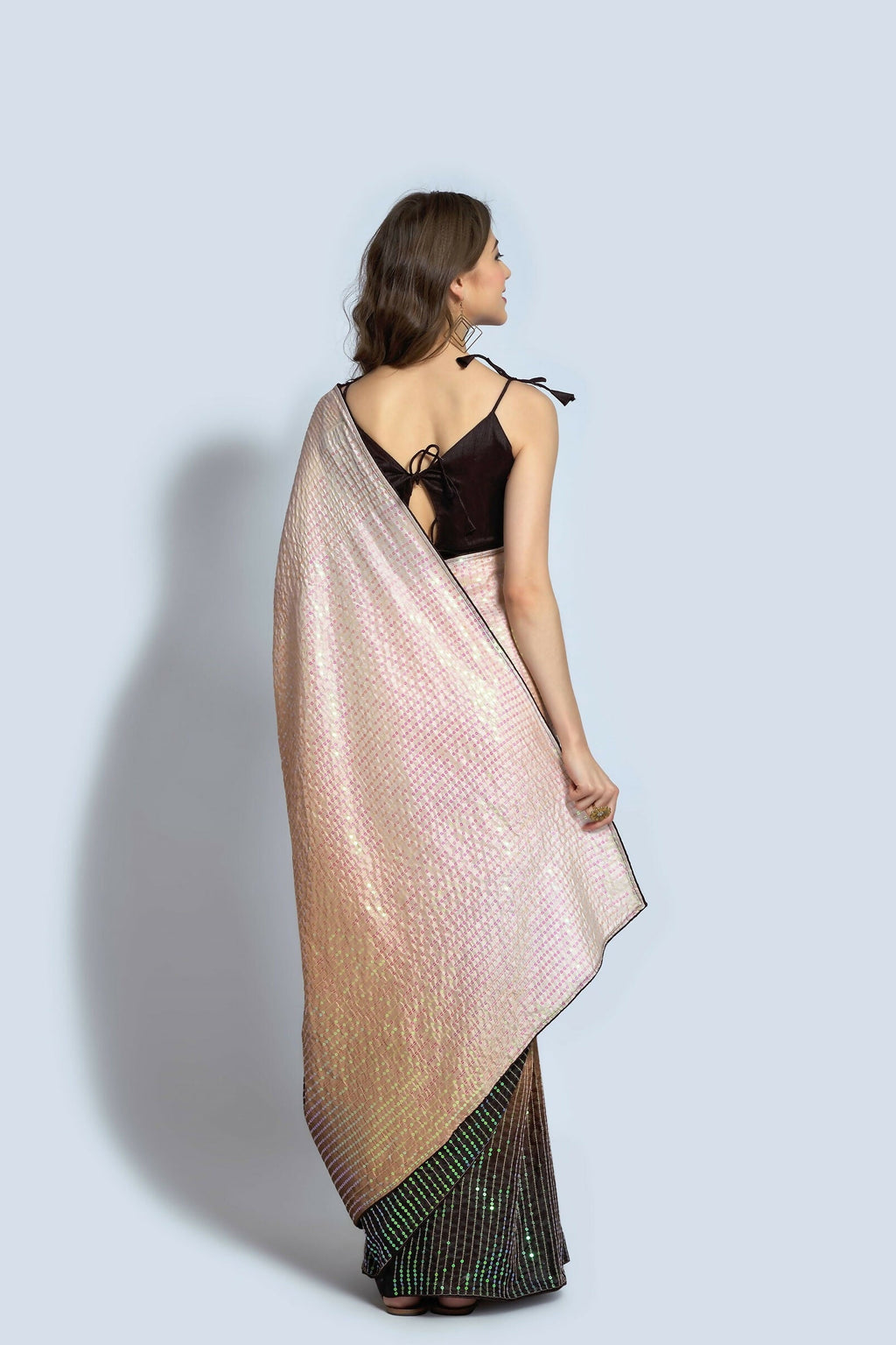 Vegaa Fashion Cream Vichitra Silk Embroidered Party Wear Saree