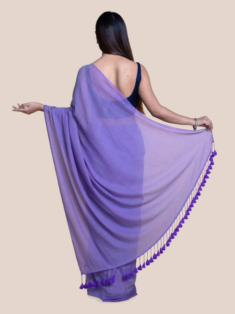 Suta Lavender Solid Mul Saree