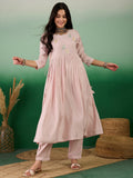 Pink Embroidered Muslin Kurta and Trouser - Berlin