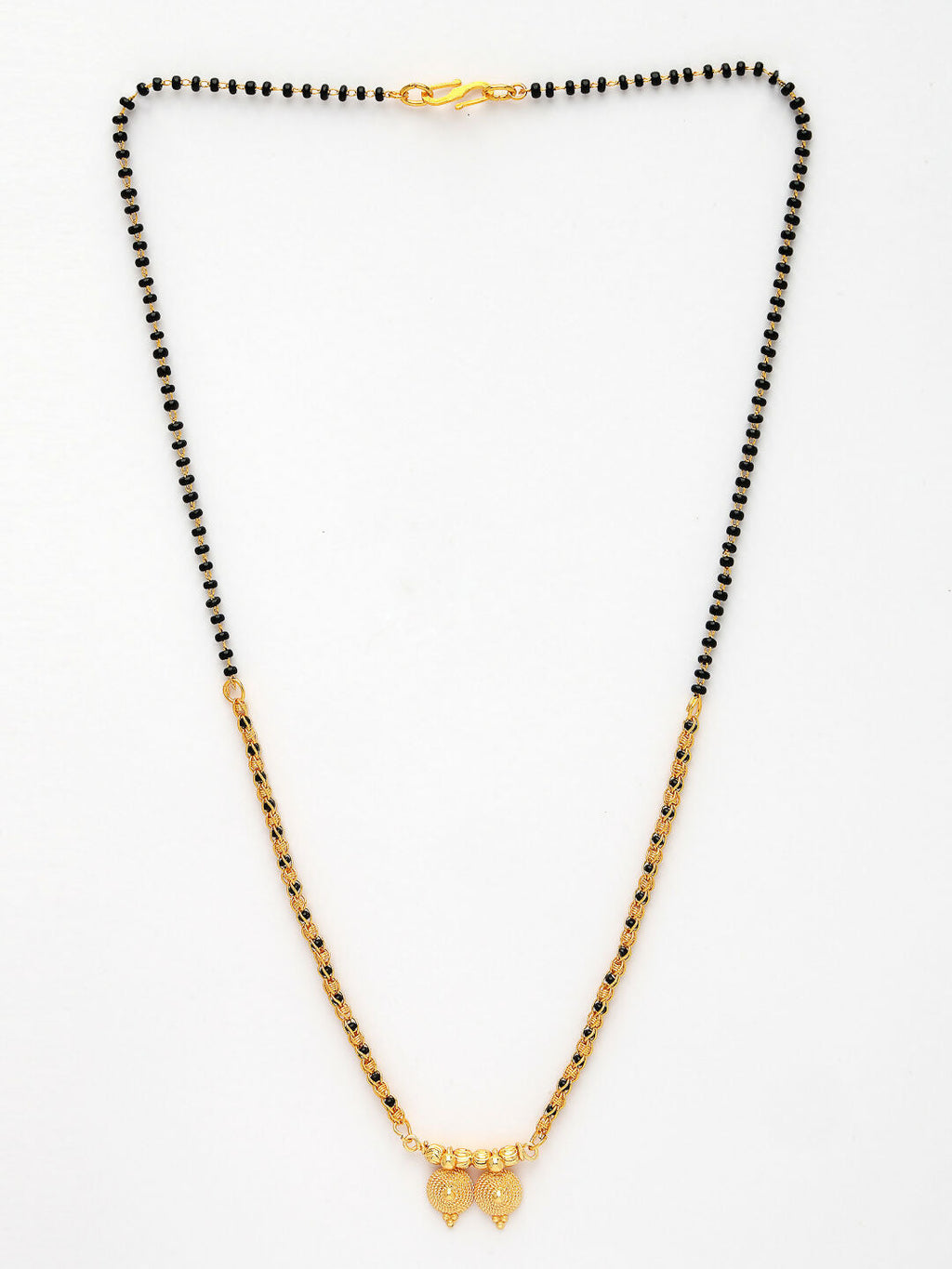 NVR Women's Set of 5 Gold-Polished Black Beaded Mangalsutra