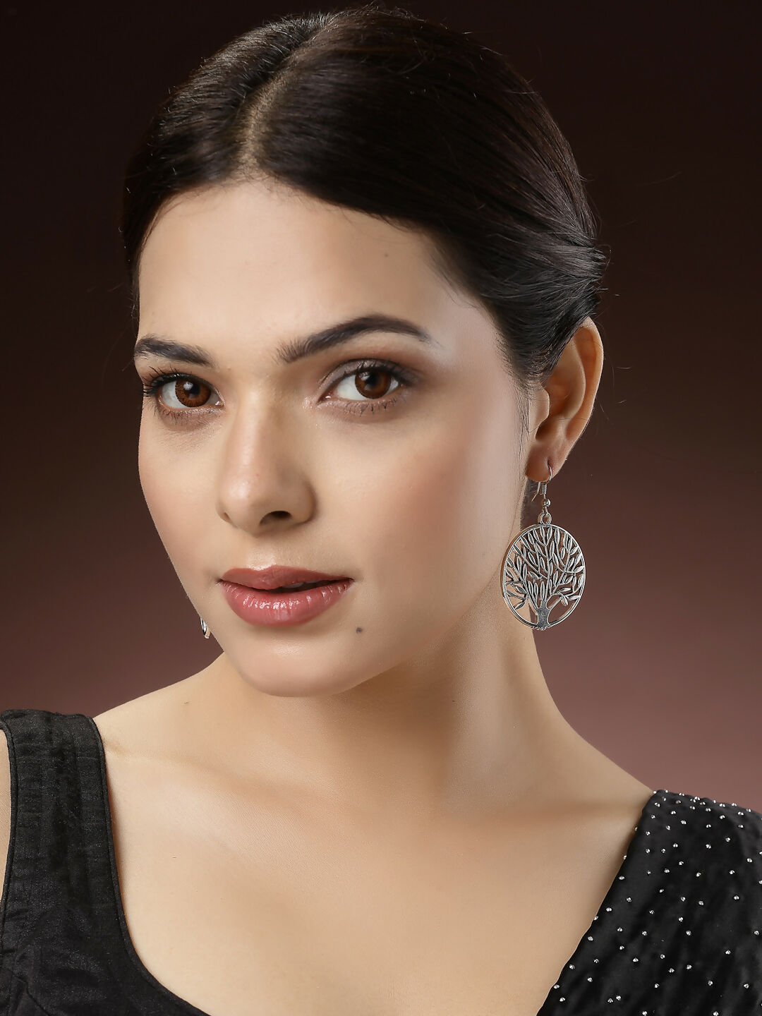 NVR Women's Set of 3 Silver-Toned German Silver Oxidised Dome Shaped Jhumka Earrings