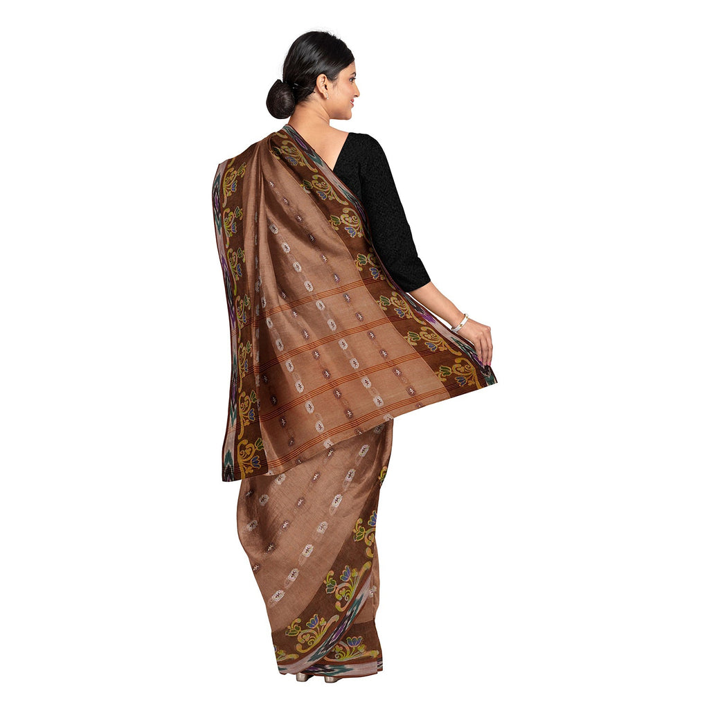 Exclusive Collection 100% Pure Cotton Brown Tant Saree With Hand Weaving Work