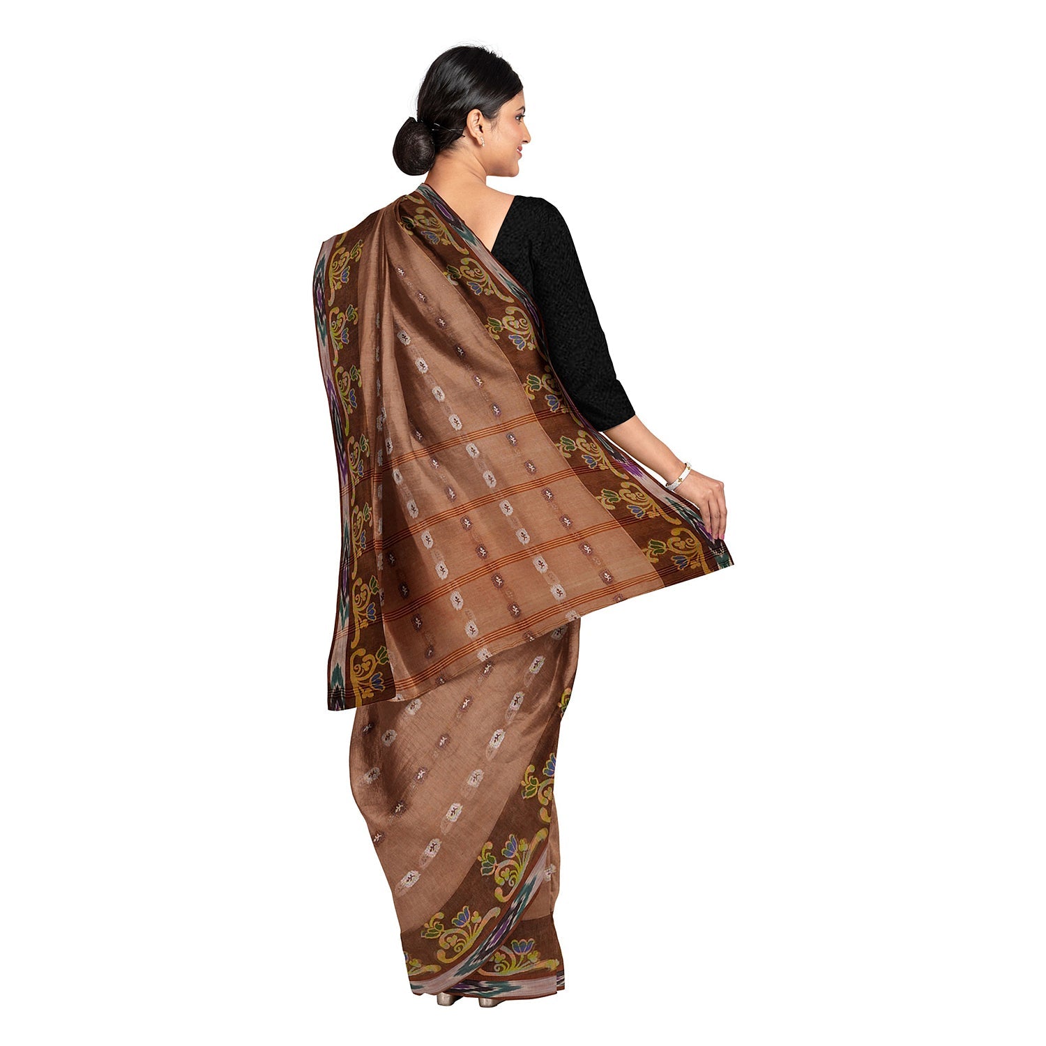 Exclusive Collection 100% Pure Cotton Brown Tant Saree With Hand Weaving Work