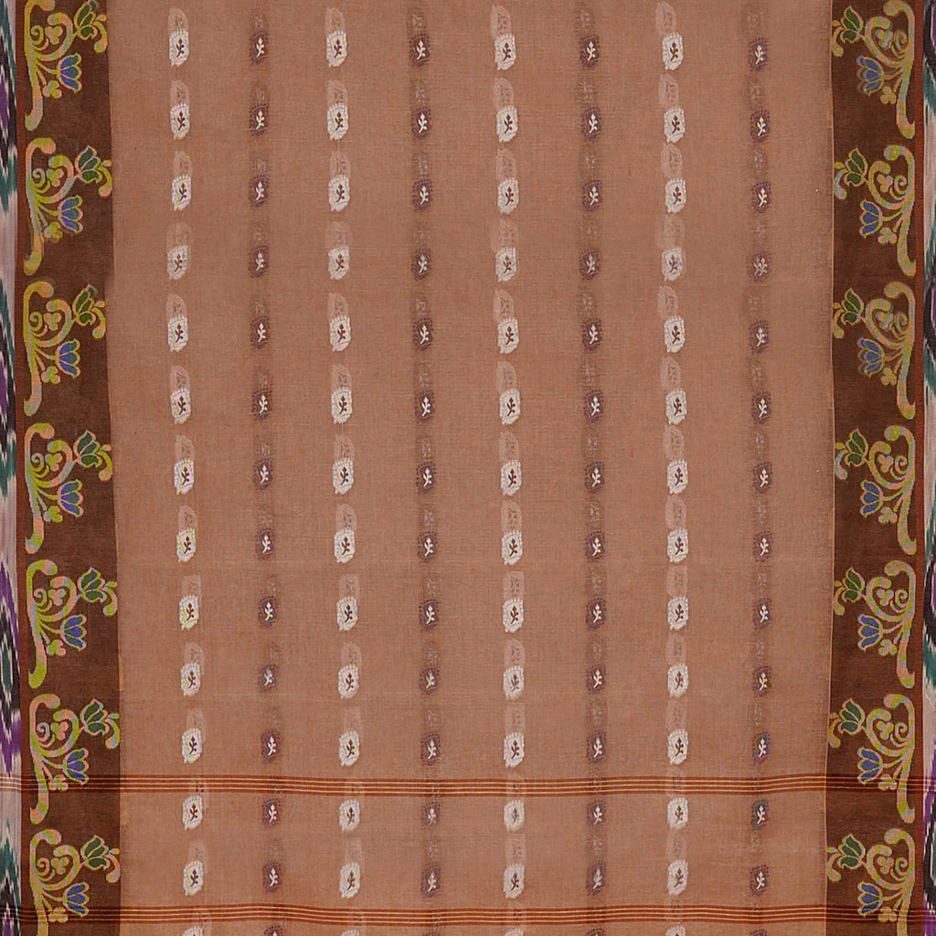 Exclusive Collection 100% Pure Cotton Brown Tant Saree With Hand Weaving Work