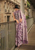 Monjolika Fashion Violet Color Lakhnavi Organza Weaving Work Saree With Blouse