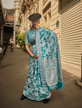 Monjolika Fashion Sky Blue Color Lakhnavi Organza Weaving Work Saree With Blouse