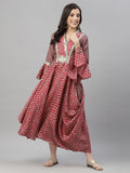 Juniper Women's Pink Silk Printed Flared Dress