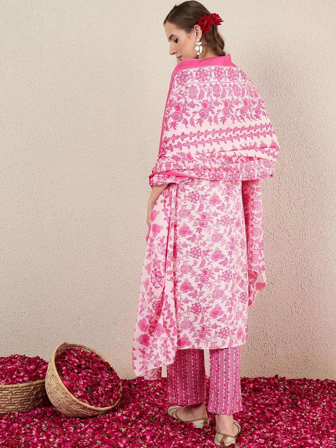 Indo Era Women Floral Printed Kurta with Trousers & Dupatta