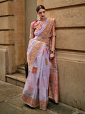 Monjolika Fashion Light Lavender Color Woven Festival Wear Saree
