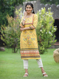 Juniper Women Yellow Crepe Casual Wear Digital Printed Straight Kurta