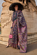 Monjolika Fashion Navy Blue Emblished Organza Contemporary Saree