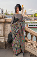 Monjolika Fashion Grey Emblished Organza Contemporary Saree
