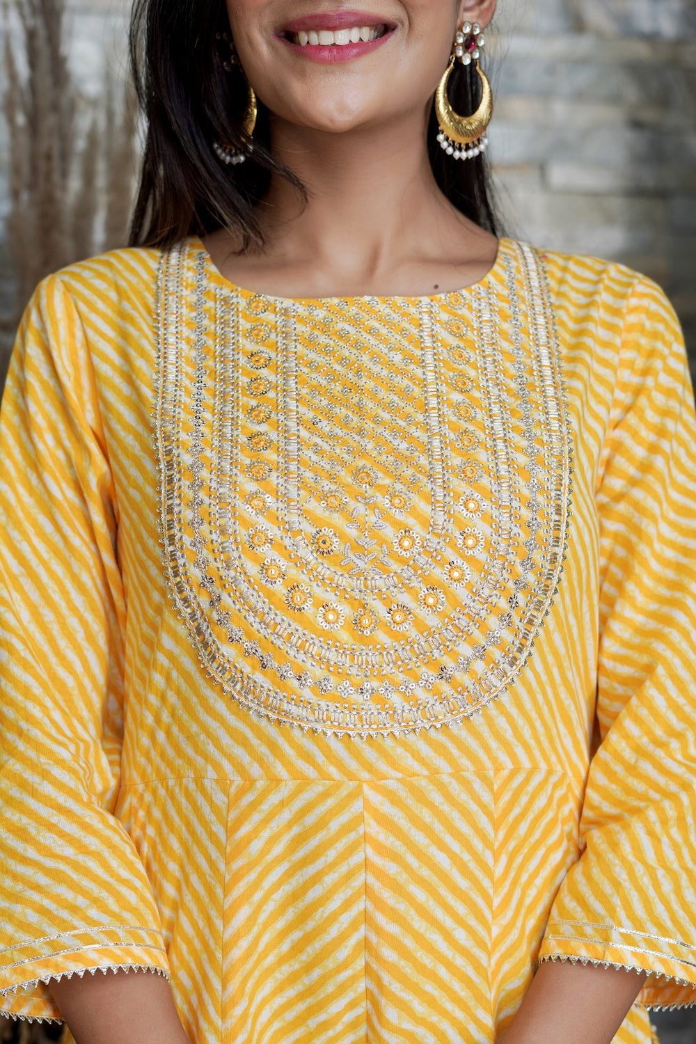 Juniper Women's Yellow Printed Flared Cotton Cambric Dress