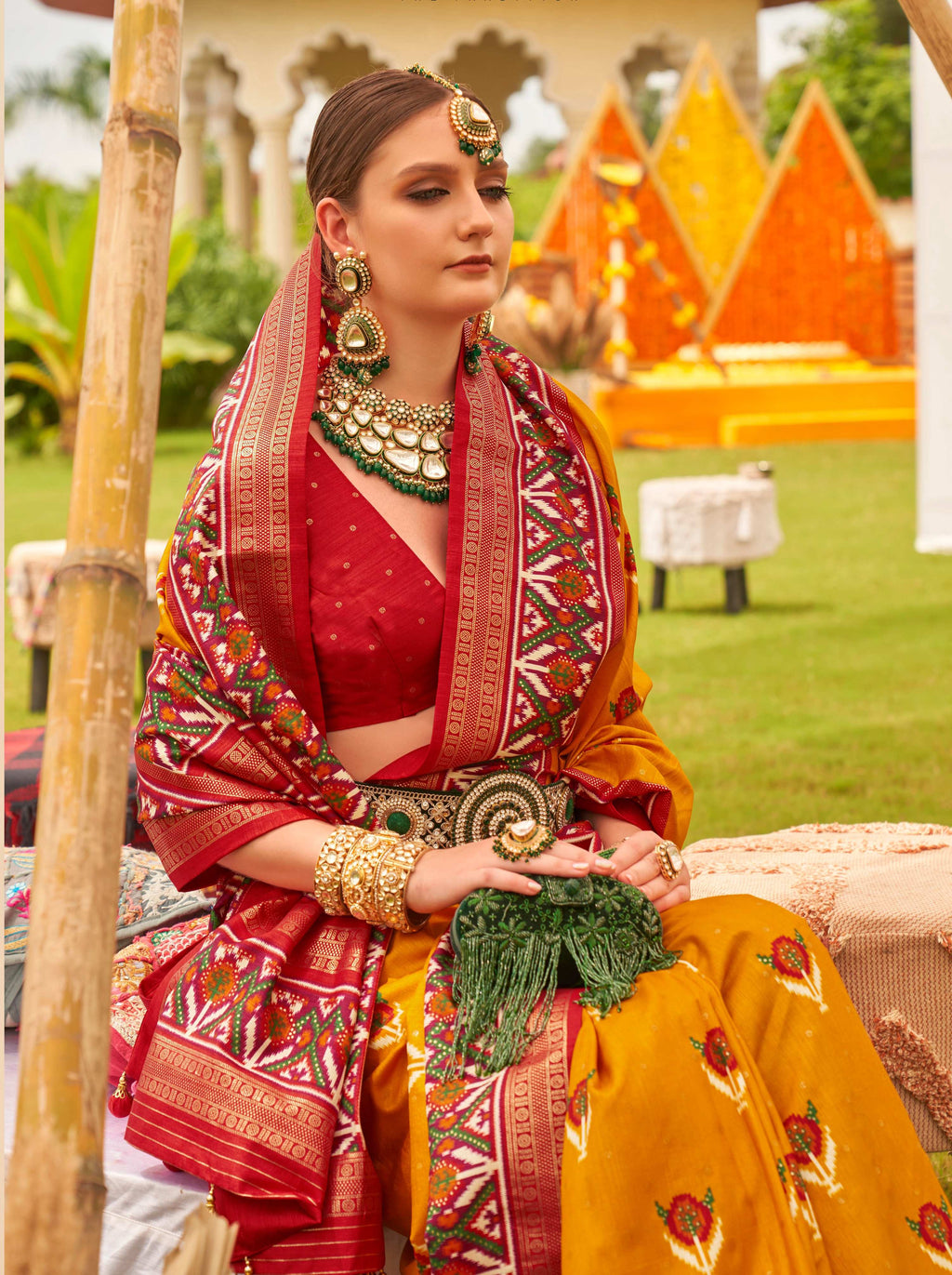 Monjolika Fashion Amber Colour Sigma Silk Patola Printed Saree With Blouse