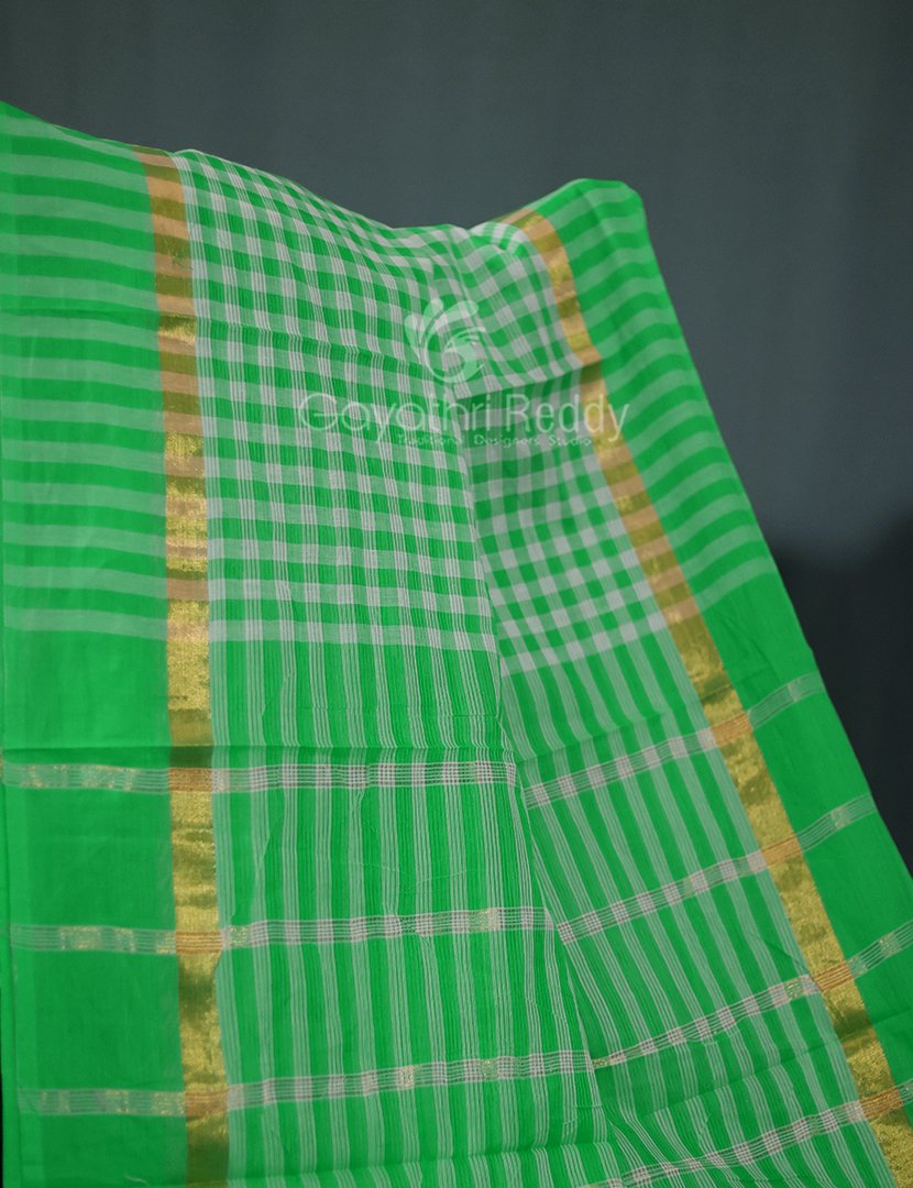 Light Green Colour With Checks Pure Mangalgiri Cotton Saree By Gayathri Reddy Designer Studio