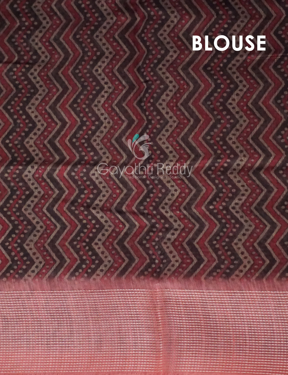 Peach And Brown Colour With Geometrical Print Semi Chanderi Saree. By Gayathri Reddy Designer Studio