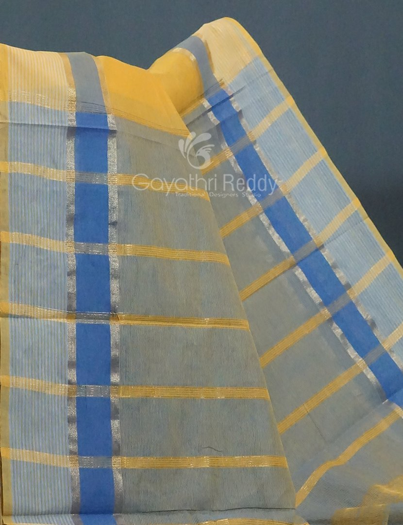 Dual Shades of Yellow With Contrast Blouse Pure Mangalgiri Cotton By Gayathri Reddy Designer Studio