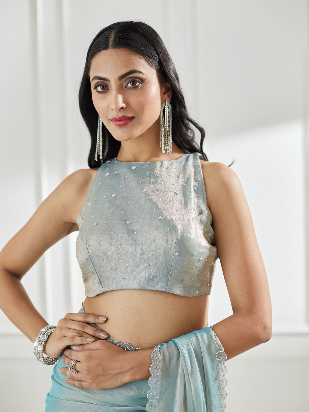 kasee Beads and Stones Pure Silk Saree