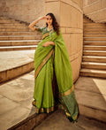 Monjolika Fashion Green Color Handloom Silk Patola Printed Saree With Blouse