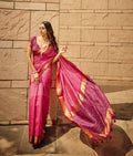 Monjolika Fashion Pink Color Handloom Silk Patola Printed Saree With Blouse