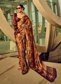 Monjolika Fashion Multicolor Digital Print Satin Trendy Saree