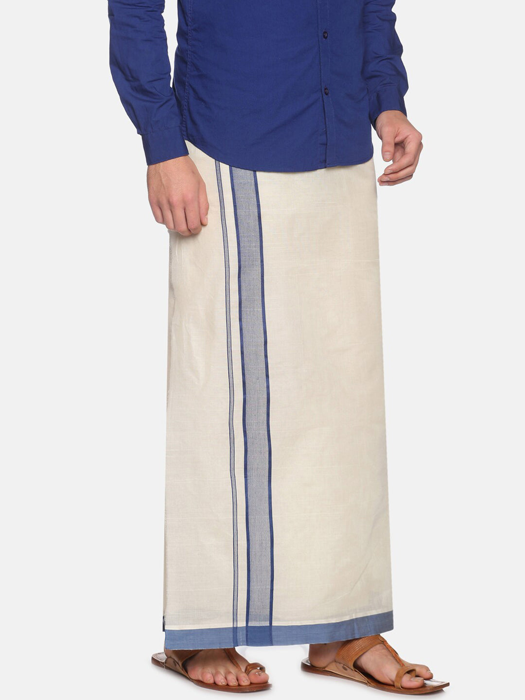 Sethukrishna Men Off White Traditional Kerala Double Mundu