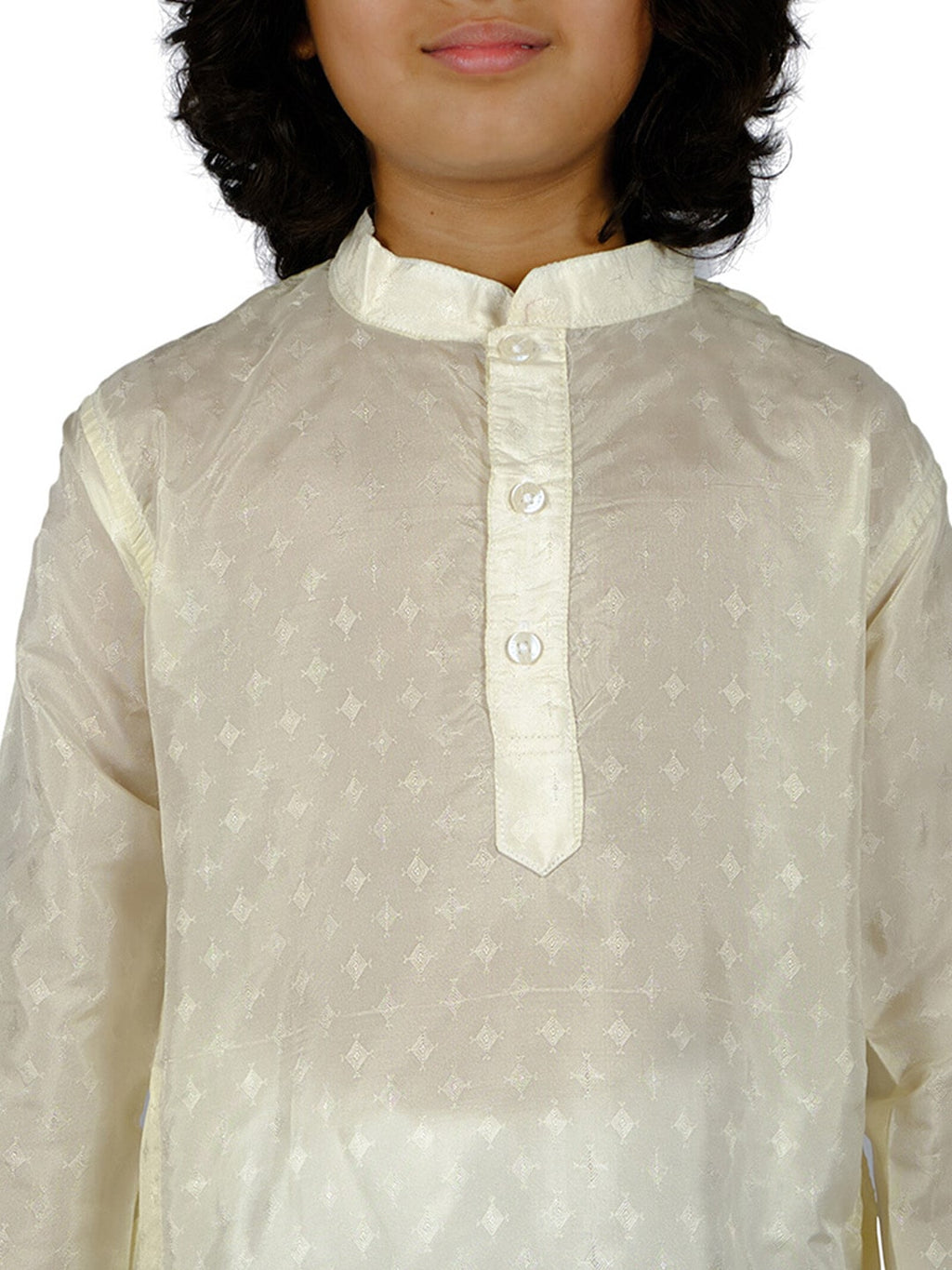 Sethukrishna Boys Cream-Coloured Printed Kurta with Dhoti Pants