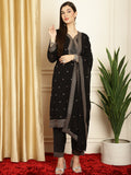 Stylee Lifestyle Black Georgette Embroidered Suit Set
