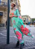 Monjolika Fashion Sophisticated Sea Green Colour Crepe Silk Elegant Saree