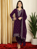 Stylee Lifestyle Burgundy Georgette Embroidered Suit Set