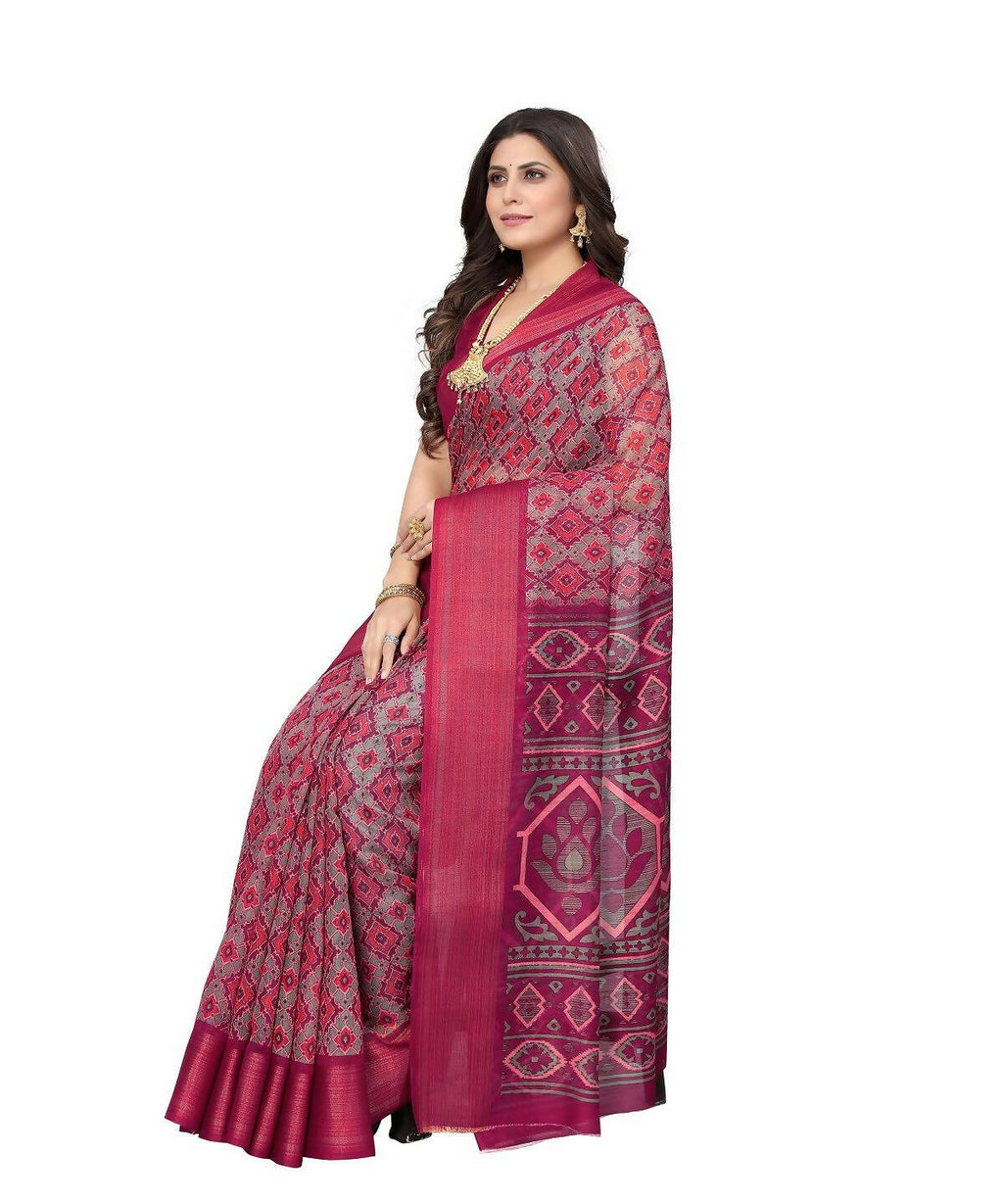 Vamika Cotton Pink Jari Border Bollywood Style Saree (VASU PINK)