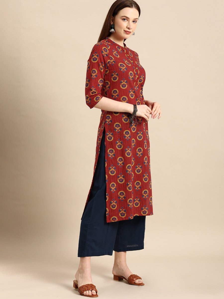 All About You Women Brown Ethnic Motifs Printed Regular Kurta