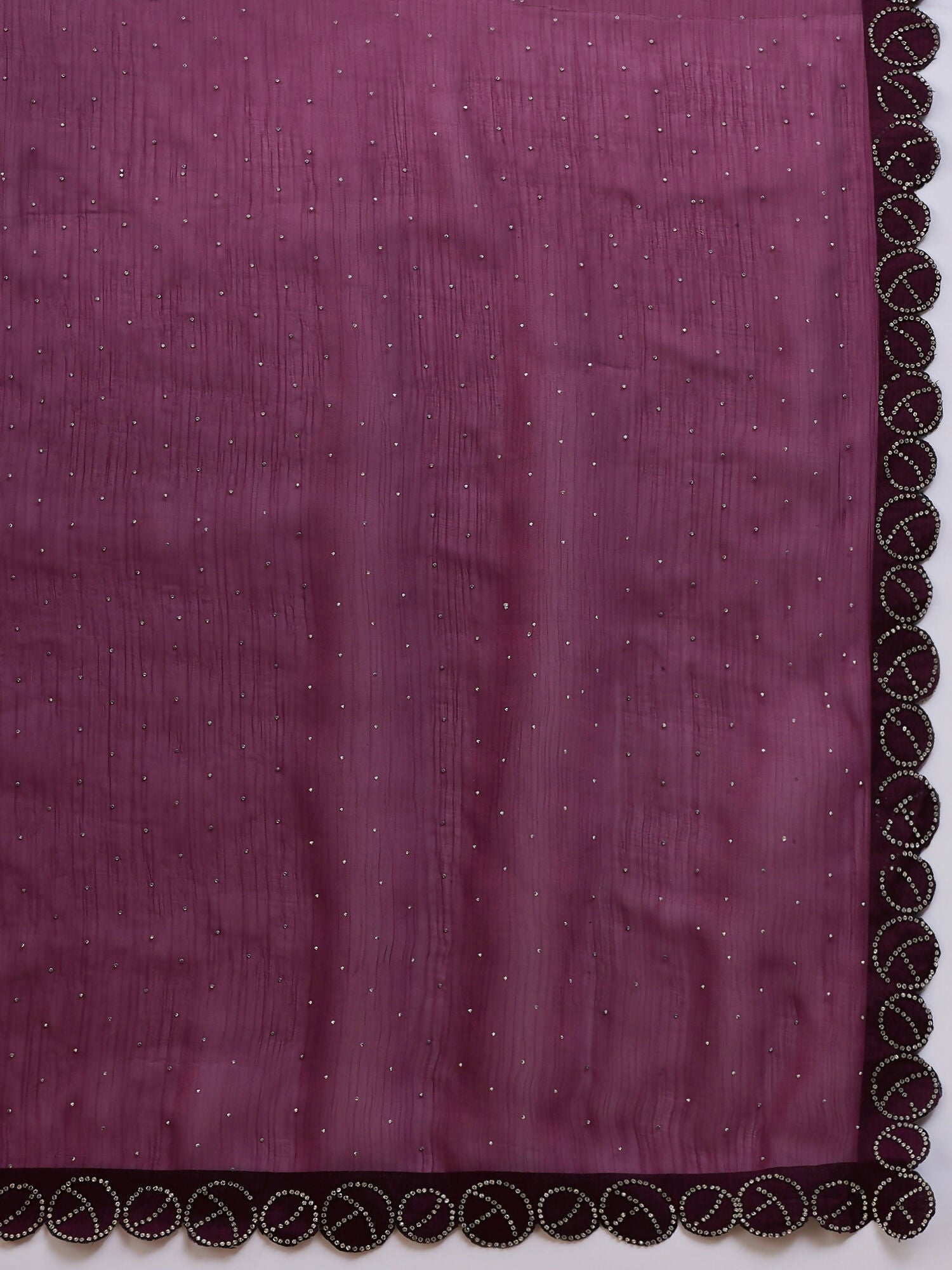 Purple Organza Swaroski Diamond Work Saree with Unstitched Blouse - Radha