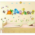 Happy Cute Elephant Monkey Cartoon Animals  Wall Sticker