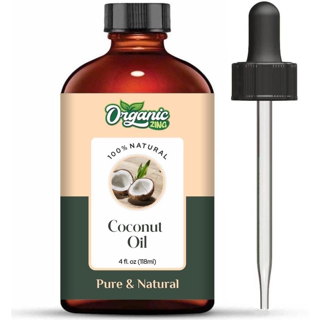 Organic Zing Coconut (Cocos Nucifera) Oil | Pure & Natural Carrier Oil for Skincare, Hair Care and Massage