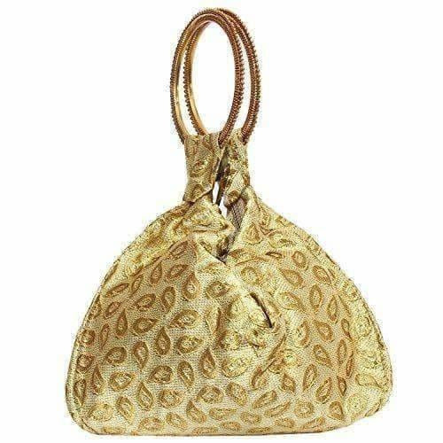 Ethnic Clutch Silk Potli Batwa Pouch Bag with Metal Bead work