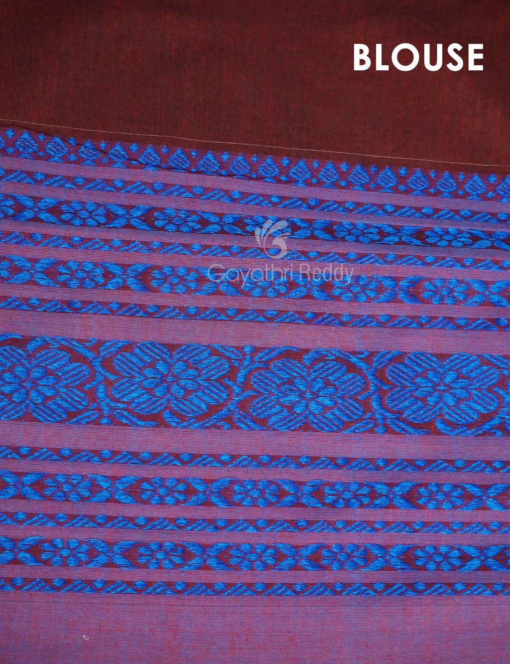Maroon And Blue Colour Contrast Thread Borders Khadi Cotton Saree By Gayathri Reddy Designer Studio