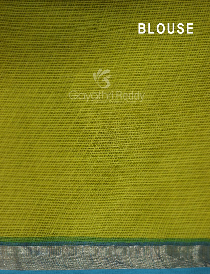 Shades of Peacock Blue With Block Design Pure Kota Cotton Saree By Gayathri Reddy Designer Studio