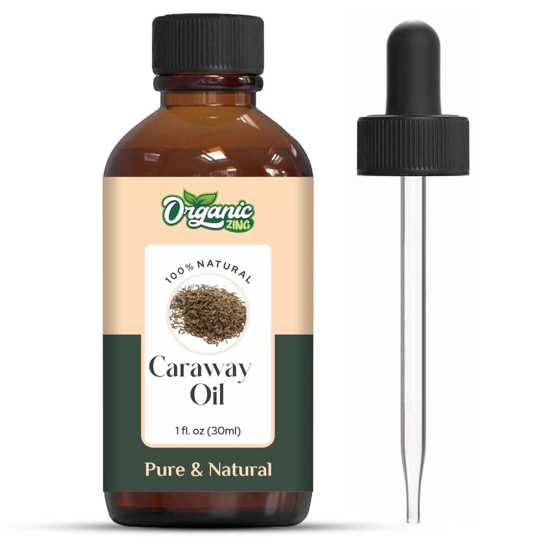 Organic Zing Caraway (Carum carvi) Oil | Pure & Natural Essential Oil for Skincare, Hair Care, Aroma & Diffuser