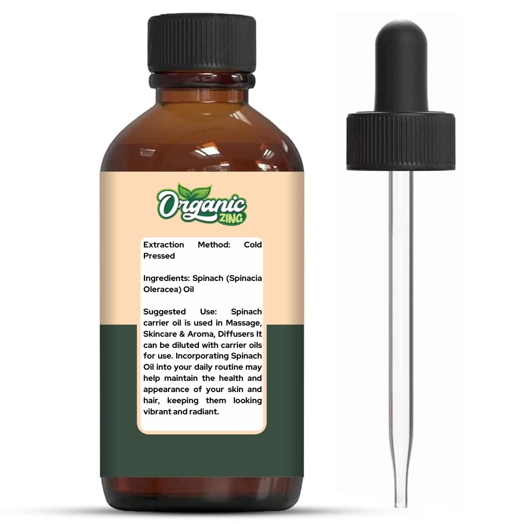 Organic Zing Spinach (Spinacia Oleracea) Oil | Pure & Natural Essential Oil for Aroma, Diffusers, Skincare & Haircare