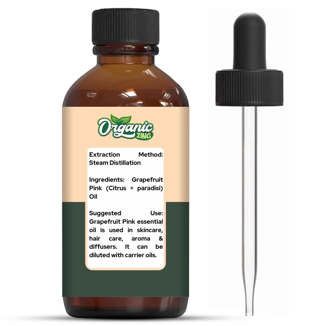 Organic Zing Grapefruit Pink (Citrus × paradisi) Oil | Pure & Natural Essential Oil for Skincare, Hair Care, Aroma and Diffusers