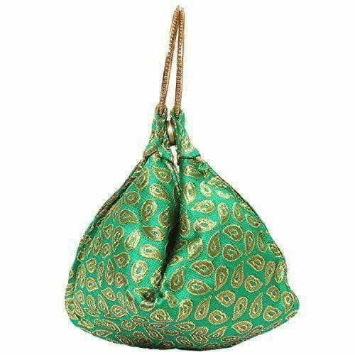 Ethnic Clutch Silk Potli Batwa Pouch Bag with Metal Bead work