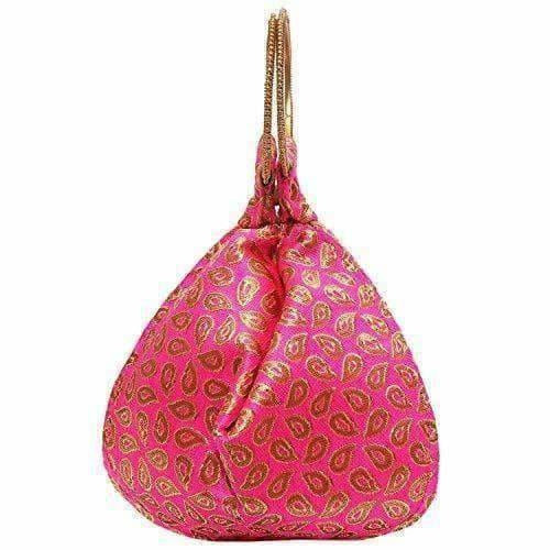 Ethnic Clutch Silk Potli Batwa Pouch Bag with Metal Bead work