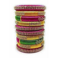 Handmade Silk Thread Colour Combination with Bangle Pink, Yellow & Green