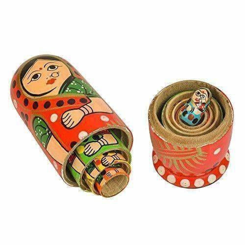 Indian doll - Kids Handmade Hand Painted Cute Wooden Indian Women Nesting Dolls