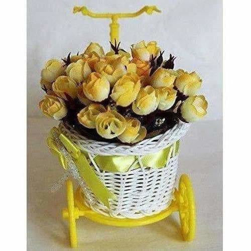 Cycle Shape Plastic Decoration Flower Vase with Peonies Bunch