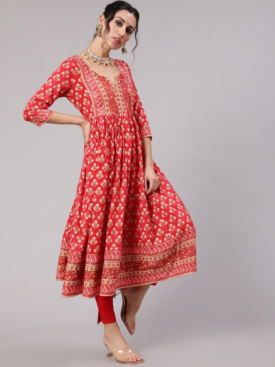 Aks Ethnic Motifs Printed Cotton Anarkali Kurta