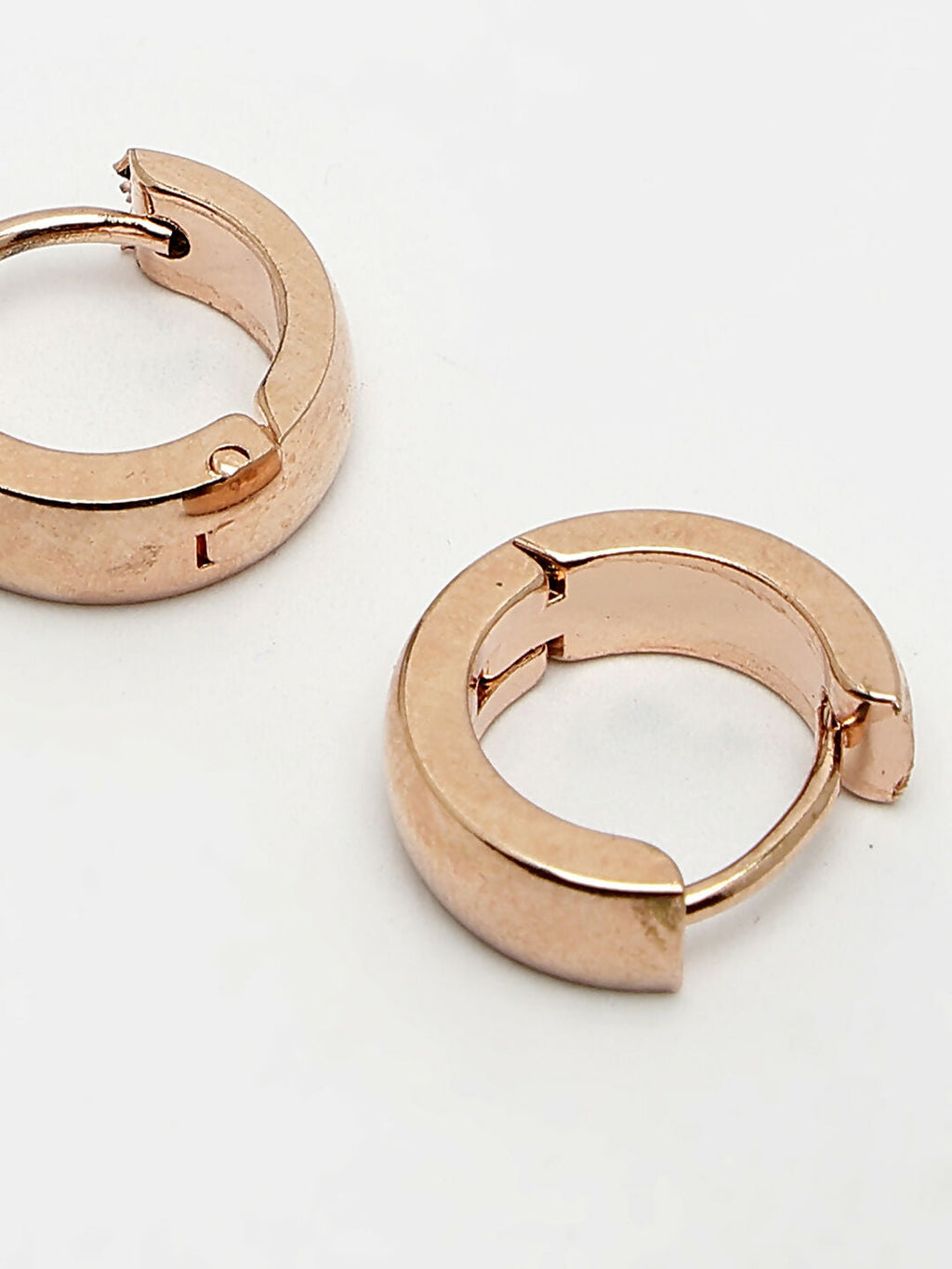 NVR Men's Rose Gold Stainless Steel Hoop Earrings
