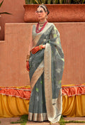 Monjolika Fashion Organza Printed Sea Green Contemporary Saree