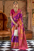 Monjolika Fashion Weaving Banarasi Silk Traditional Saree In Purple